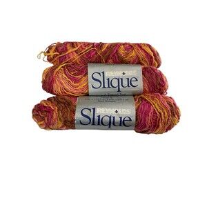 Reynolds Slique Yarn Pink Orange Varigated 110 Yd Skeins Cotton Viscose Lot of 3